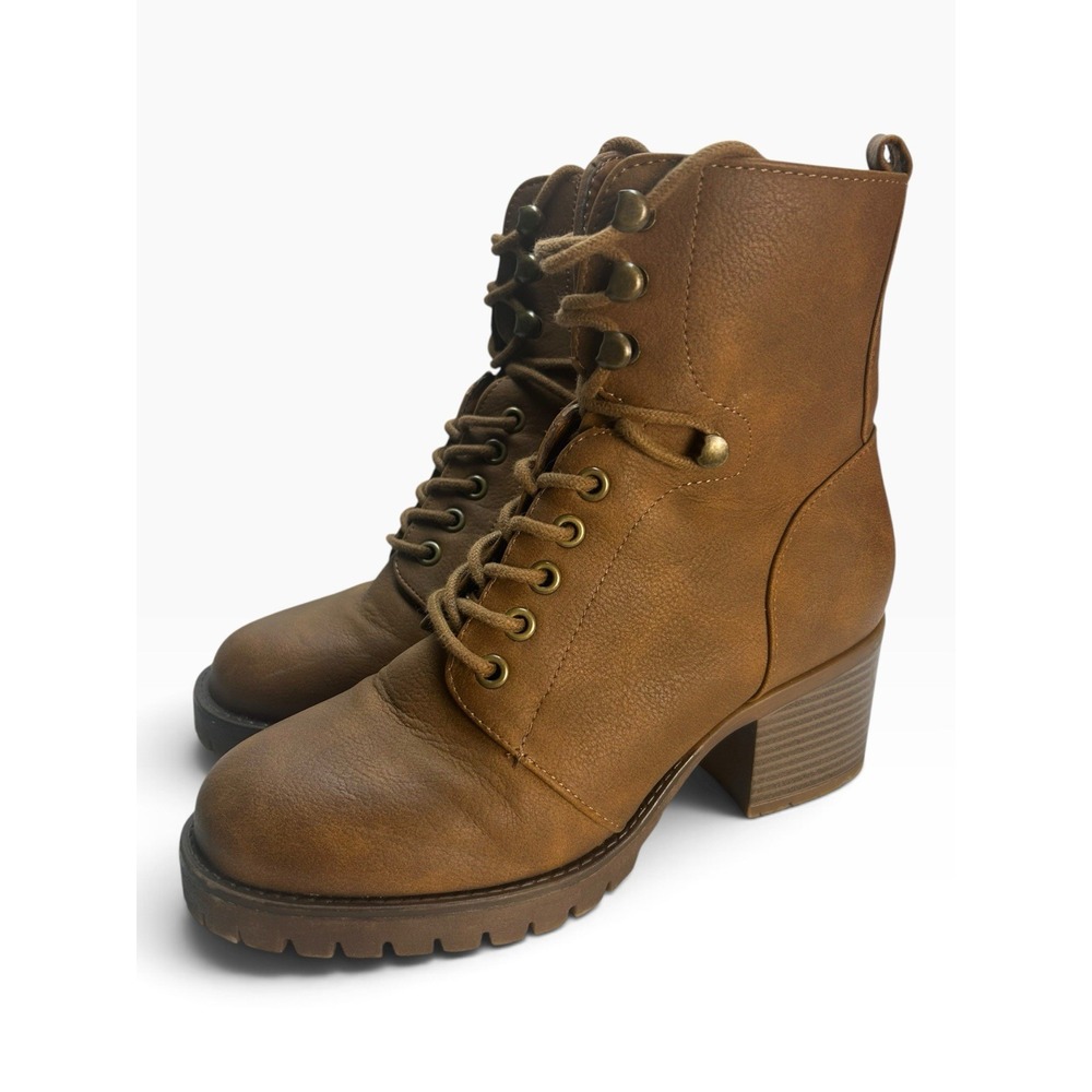 Universal Thread Heeled Ankle Booties Tan Faux Suede Size 6 Chunky Block Heel